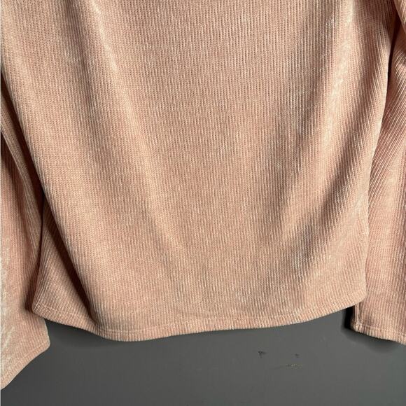 Express Light Pink Chenille High Neck Sweater Puff Sleeves Size Medium - Picture 3 of 7